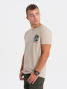 Ombre Clothing Béžové pánske tričko Ombre Clothing