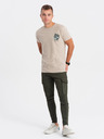 Ombre Clothing Béžové pánske tričko Ombre Clothing
