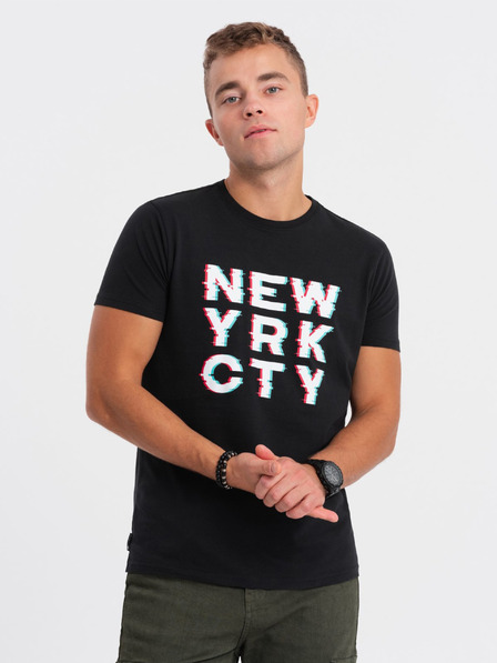Ombre Clothing Čierne pánske tričko Ombre Clothing