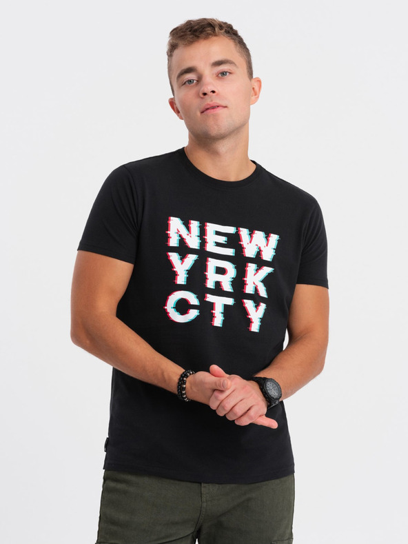 Ombre Clothing Čierne pánske tričko Ombre Clothing