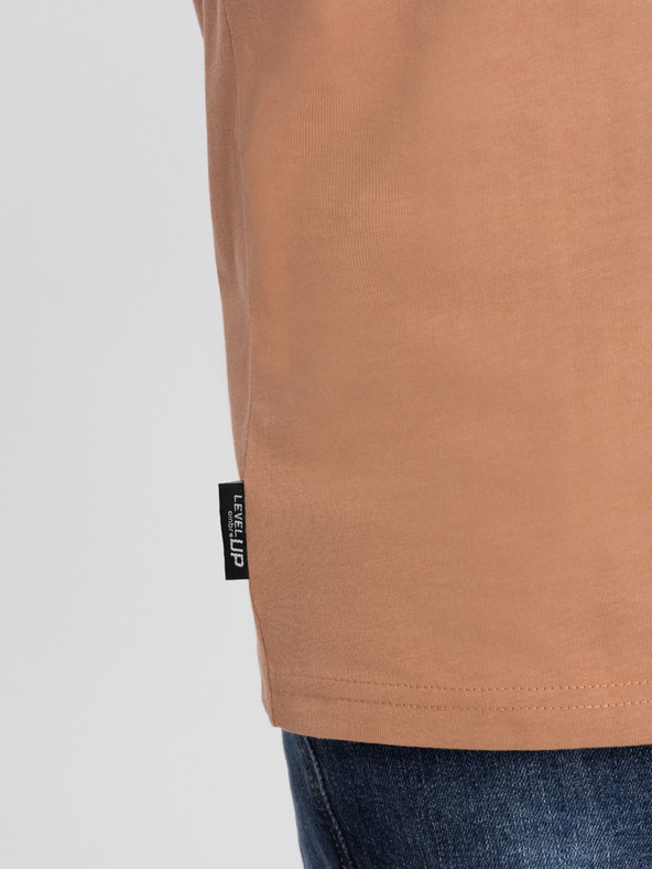 Ombre Clothing Svetlohnedé pánske tričko Ombre Oblečenie