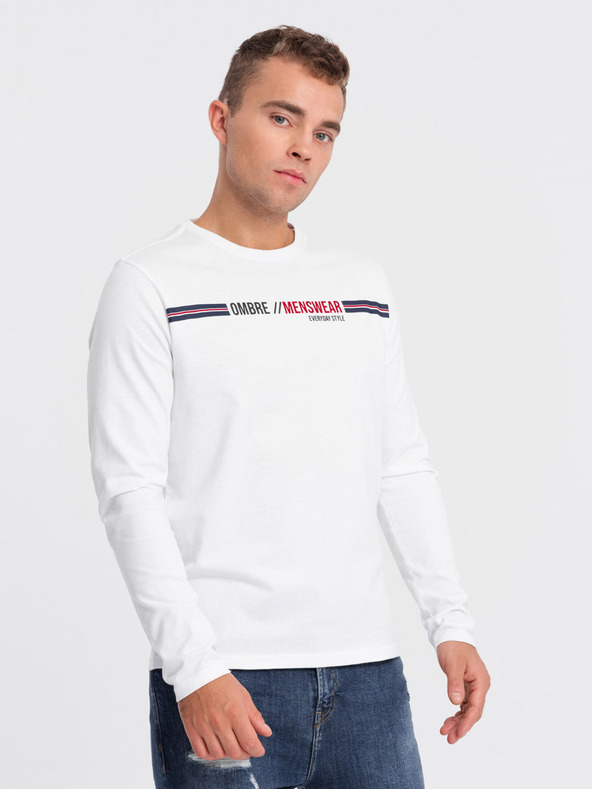 Ombre Clothing Biele pánske tričko Ombre Oblečenie