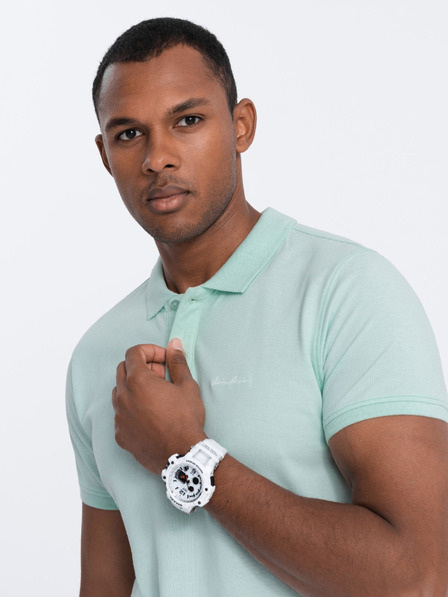 Ombre Clothing Tyrkysová pánska polokošeľa Ombre Oblečenie