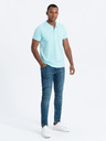 Ombre Clothing Tyrkysová pánska polokošeľa Ombre Oblečenie