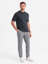 Ombre Clothing Šedé pánske kockované nohavice Ombre Clothing
