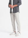 Ombre Clothing Svetlošedé pánske kockované nohavice Ombre Oblečenie