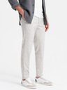 Ombre Clothing Svetlošedé pánske kockované nohavice Ombre Oblečenie
