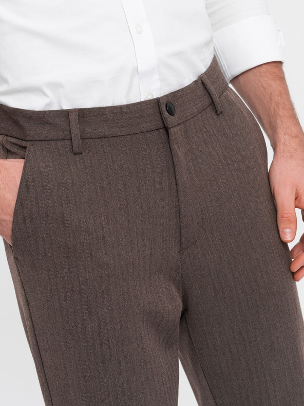 Ombre Clothing Hnedé pánske nohavice Chino Ombre Oblečenie