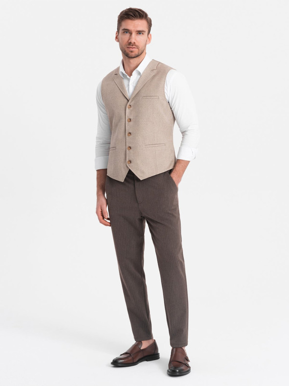 Ombre Clothing Hnedé pánske nohavice Chino Ombre Oblečenie