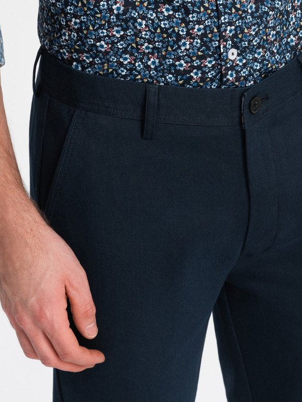 Ombre Clothing Tmavomodré pánske nohavice Chino Ombre Oblečenie