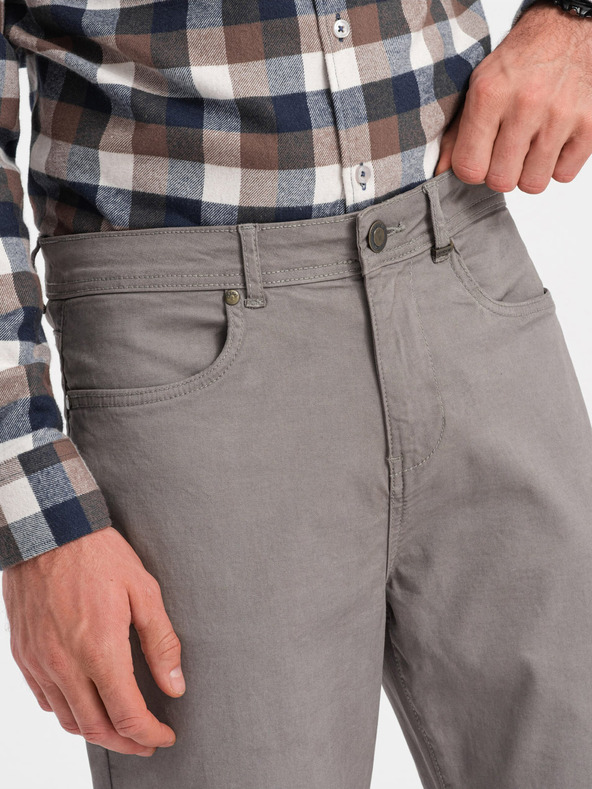 Ombre Clothing Šedé pánske nohavice Chino Ombre Oblečenie