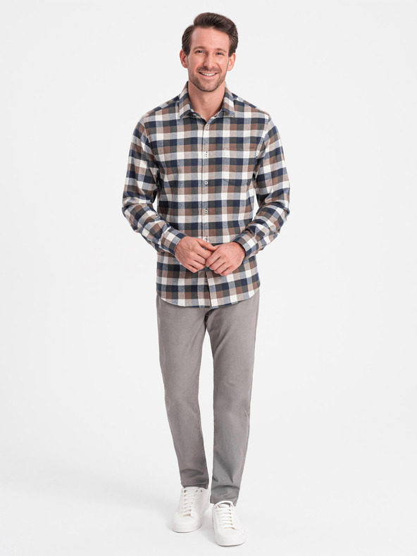 Ombre Clothing Šedé pánske nohavice Chino Ombre Oblečenie