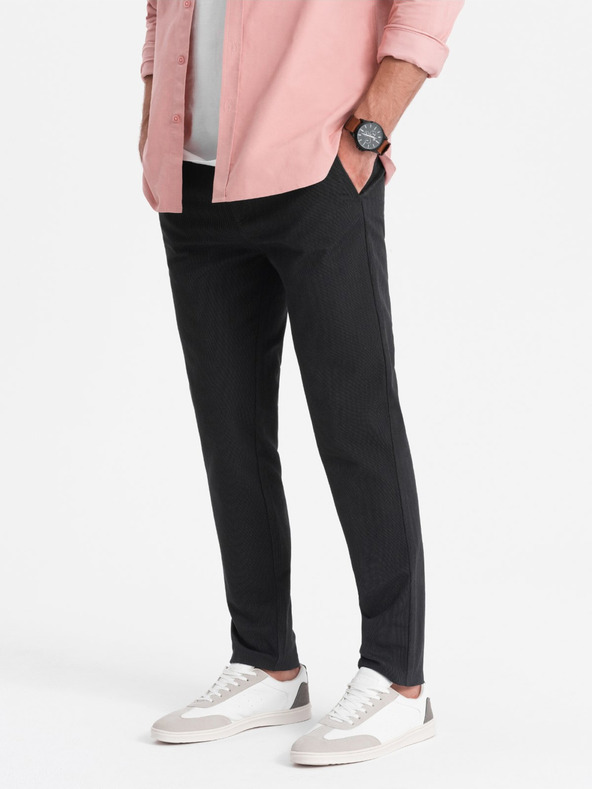 Ombre Clothing Tmavošedé pánske chino nohavice Ombre Clothing