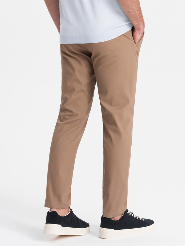 Ombre Clothing Svetlohnedé pánske slim fit chino nohavice Ombre Clothing