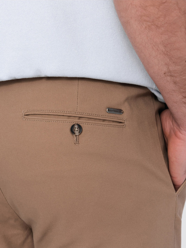 Ombre Clothing Svetlohnedé pánske slim fit chino nohavice Ombre Clothing