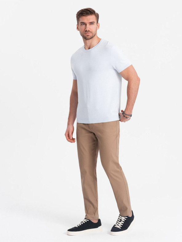 Ombre Clothing Svetlohnedé pánske slim fit chino nohavice Ombre Clothing