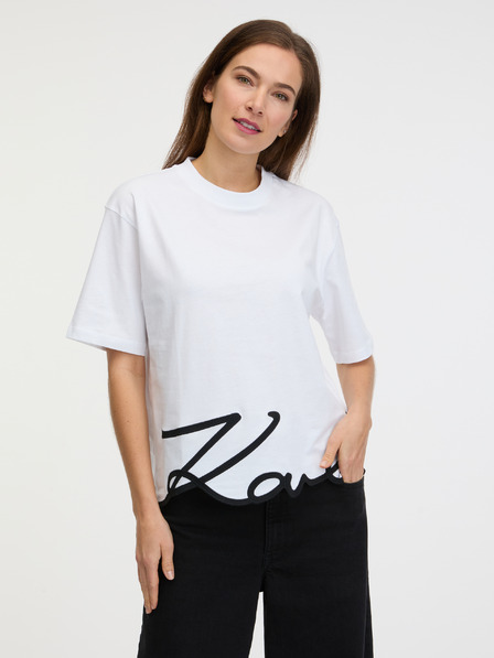 Karl Lagerfeld Biele dámske tričko KARL LAGERFELD Karl Signature