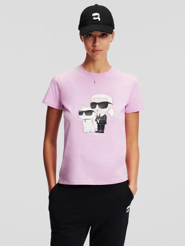 Karl Lagerfeld Svetloružové dámske tričko KARL LAGERFELD Ikonik 2.0