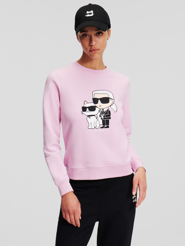 Karl Lagerfeld Svetloružová dámska mikina KARL LAGERFELD Ikonik 2.0