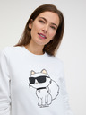 Karl Lagerfeld Biela dámska mikina KARL LAGERFELD Ikonik 2.0 Choupette