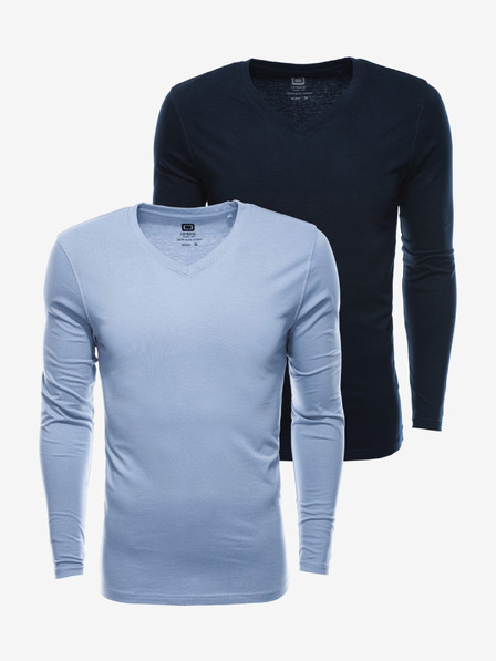 Ombre Clothing Súprava dvoch základných pánskych tričiek v svetlomodrej a tmavomodrej farbe Ombre Clothing
