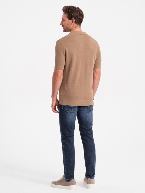 Ombre Clothing Svetlohnedá pánska polokošeľa Ombre Oblečenie