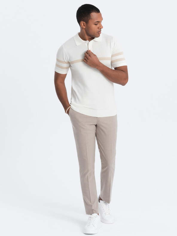 Ombre Clothing Krémová pánska polokošeľa Ombre Oblečenie