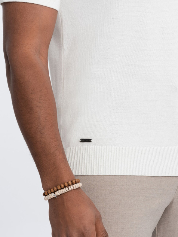 Ombre Clothing Krémová pánska polokošeľa Ombre Oblečenie