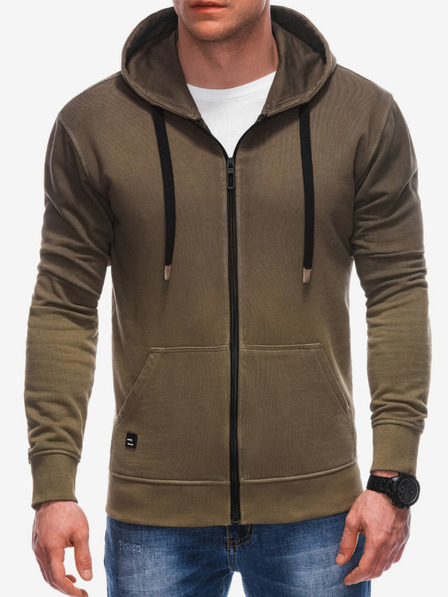 Ombre Clothing Zelená pánska mikina s kapucňou Ombre Clothing