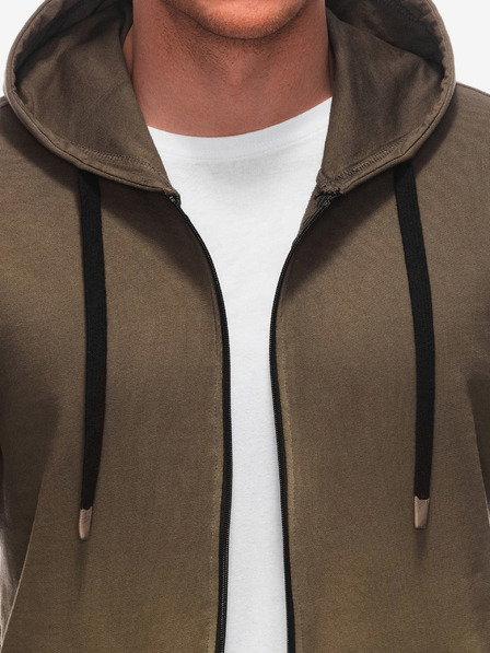 Ombre Clothing Zelená pánska mikina s kapucňou Ombre Clothing