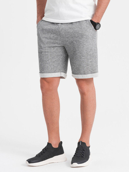 Ombre Clothing Šedé pánske žíhané šortky Ombre Oblečenie
