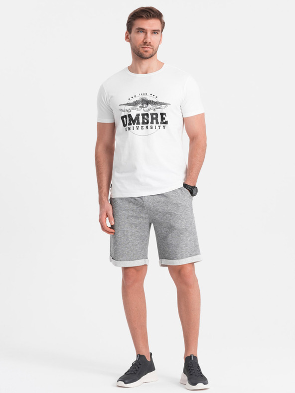 Ombre Clothing Šedé pánske žíhané šortky Ombre Oblečenie