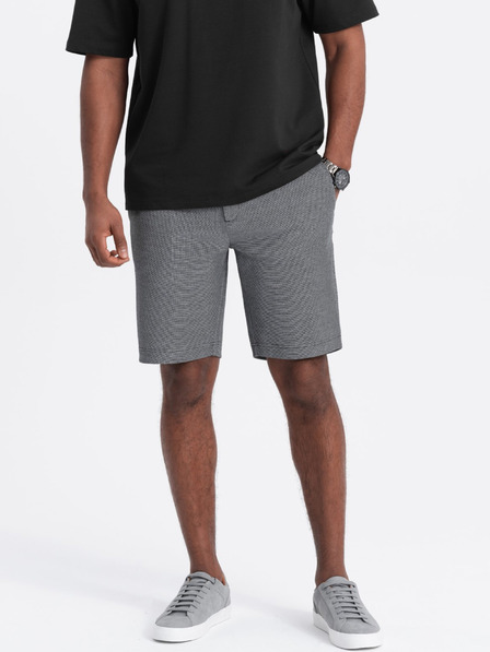 Ombre Clothing Šedé pánske žíhané šortky Ombre Oblečenie