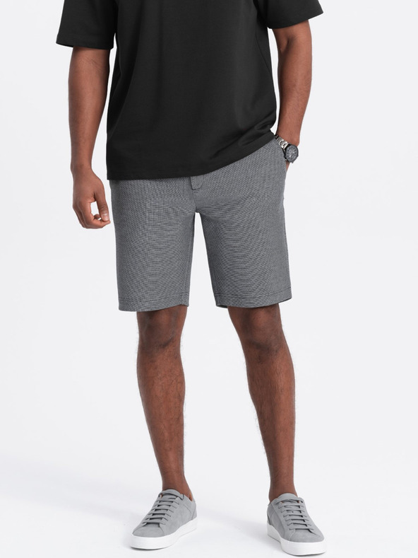 Ombre Clothing Šedé pánske žíhané šortky Ombre Oblečenie