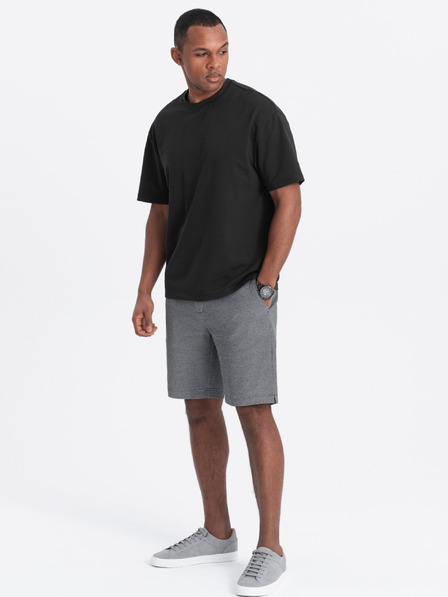Ombre Clothing Šedé pánske žíhané šortky Ombre Oblečenie
