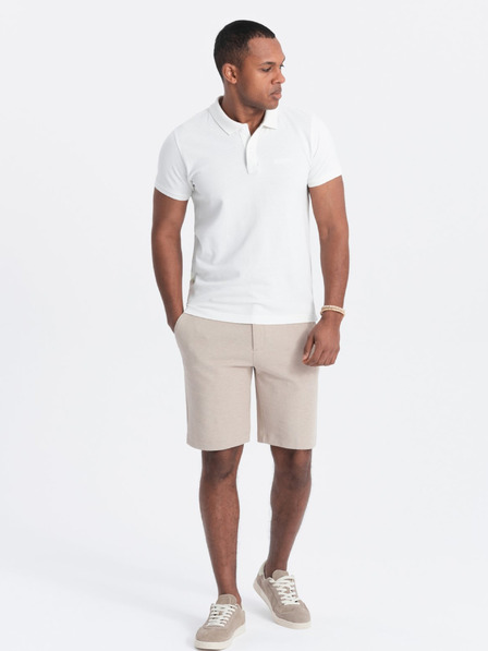 Ombre Clothing Béžové pánske šortky s trakmi Ombre Oblečenie