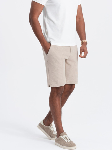Ombre Clothing Béžové pánske šortky s trakmi Ombre Oblečenie