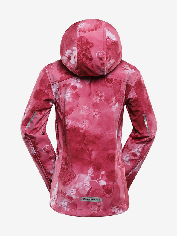 ALPINE PRO Červená detská vzorovaná softshellová bunda ALPINE PRO HOORO