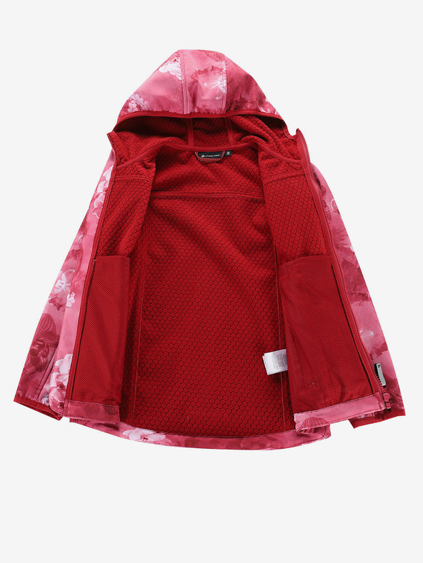ALPINE PRO Červená detská vzorovaná softshellová bunda ALPINE PRO HOORO