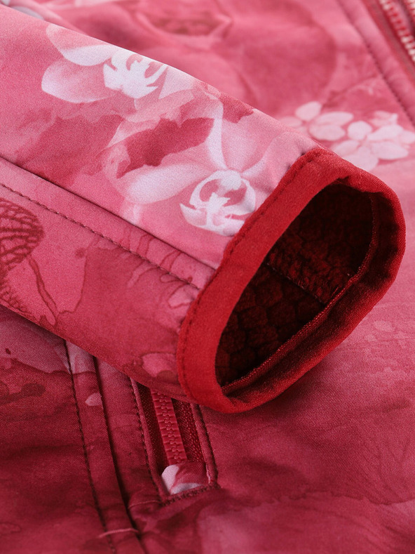 ALPINE PRO Červená detská vzorovaná softshellová bunda ALPINE PRO HOORO