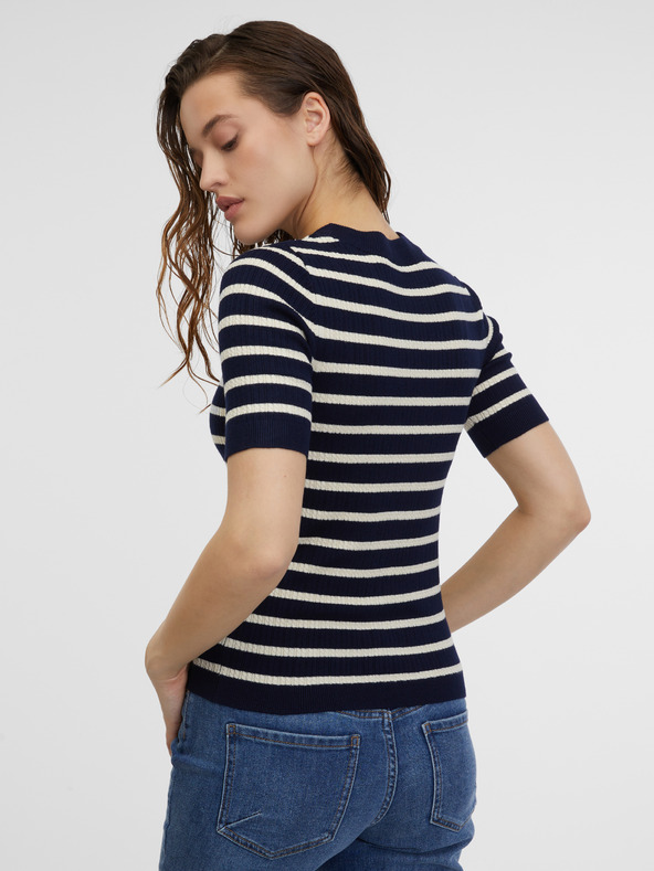 Orsay Tmavomodrý dámsky pruhovaný úpletový top ORSAY
