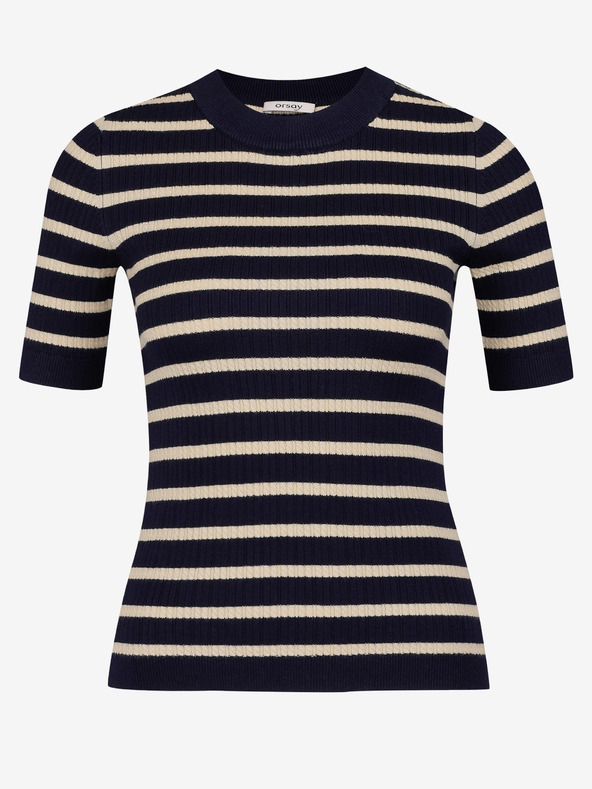 Orsay Tmavomodrý dámsky pruhovaný úpletový top ORSAY