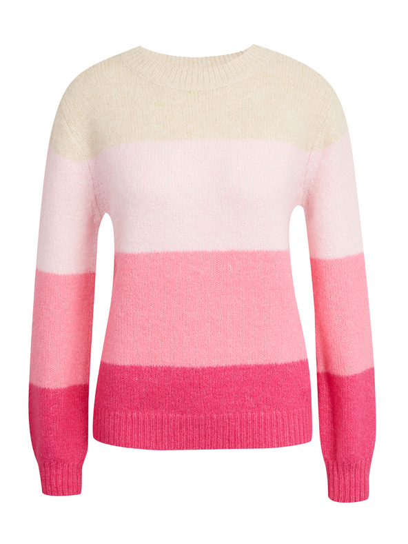Orsay Béžovo-ružový dámsky pruhovaný sveter ORSAY