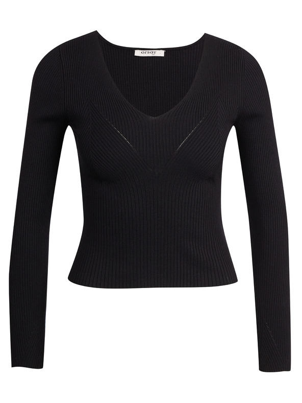 Orsay Čierny dámsky rebrovaný sveter ORSAY