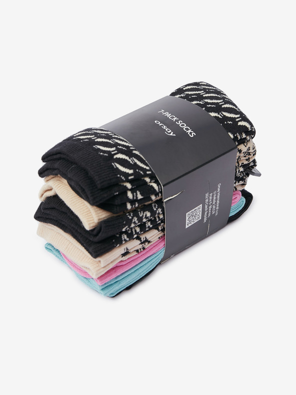 Orsay Súprava siedmich párov dámskych ponožiek v béžovej a čiernej farbe