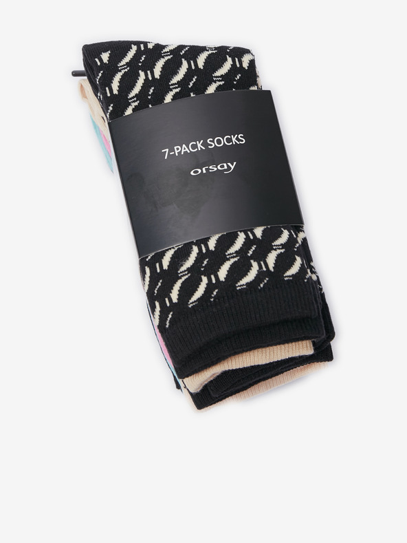 Orsay Súprava siedmich párov dámskych ponožiek v béžovej a čiernej farbe