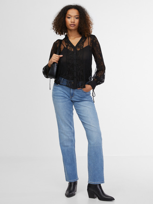 Orsay Čierna dámska krajková blúzka ORSAY