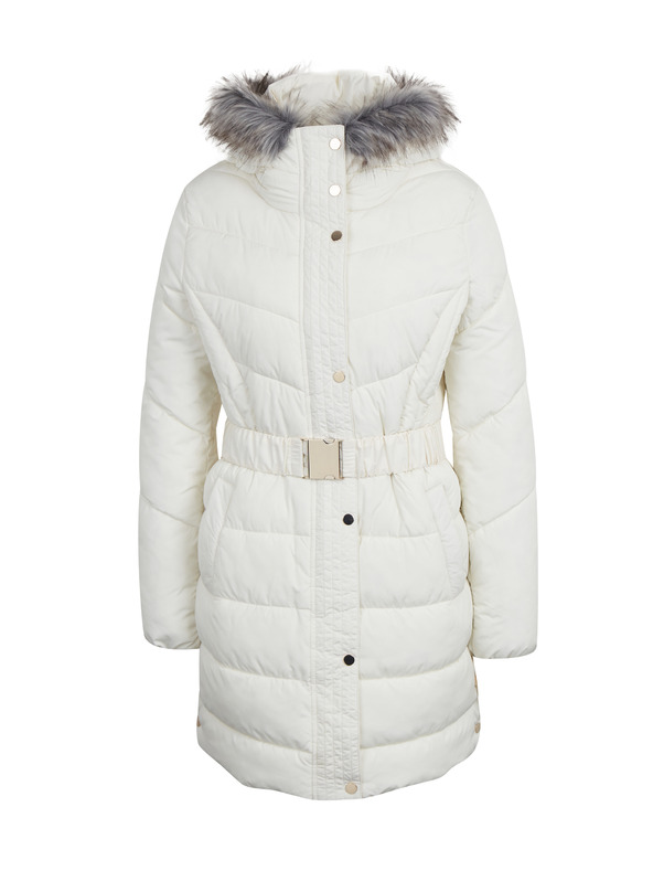 Orsay Krémový dámsky prešívaný kabát s umelým kožúškom ORSAY