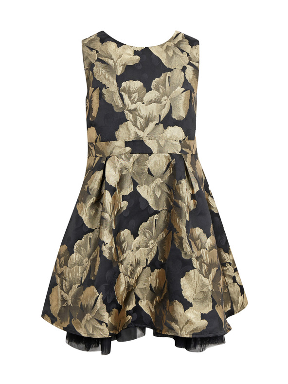 Orsay Zlato-čierne dievčenské kvetované šaty ORSAY