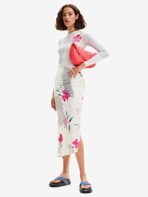 Desigual Desigual María biele dámske vzorované maxi šaty